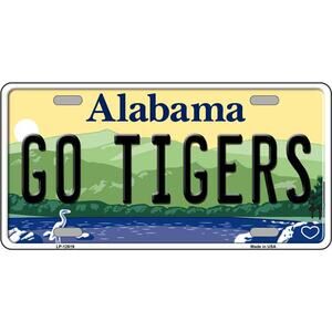 NCAA Go Tigers  License Plate Tag Metal Auburn Blue Sign Retro SEC Bar New